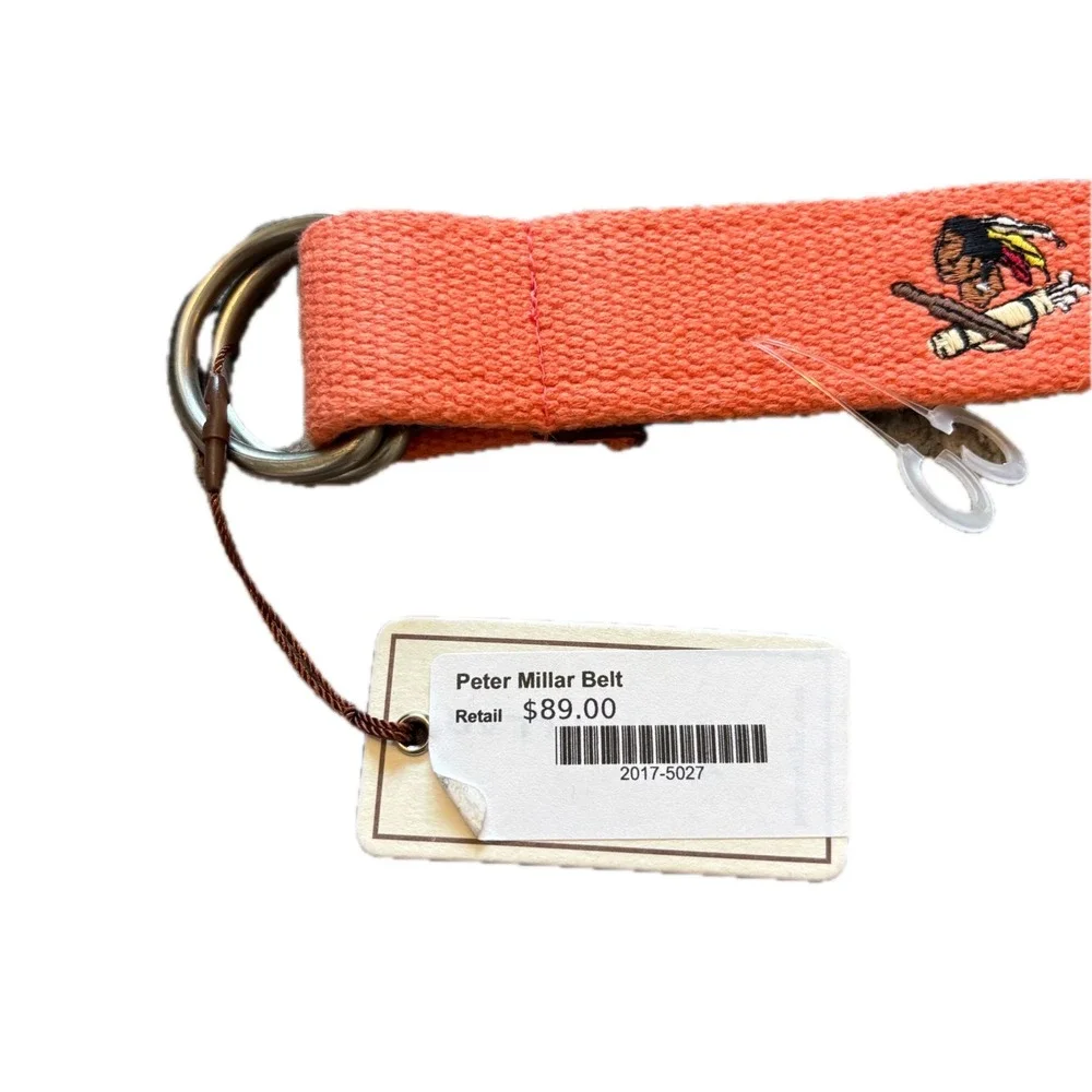 Peter Millar Philadelphia Cricket Club 1854 D-Ring Belt Coral Orange Mens S